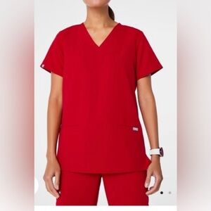 FIGS Casma three-pocket scrub top, winning red, XL